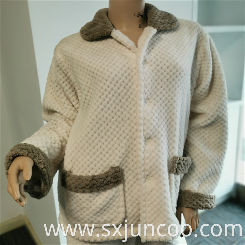 Women S 100 Polyester Brushed Pockets Lapel Pajamas